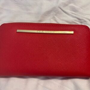 Steve Madden Vibrant Red Wallet with Gold Accent